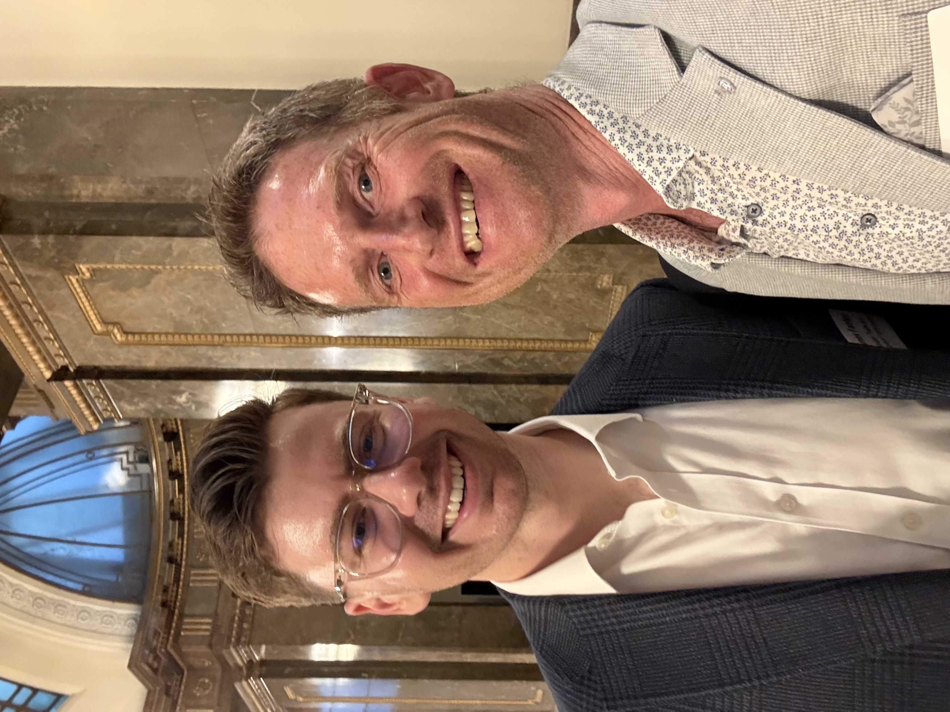 Nathan Aherne at the Australian Embassy in London with the trade commissioner